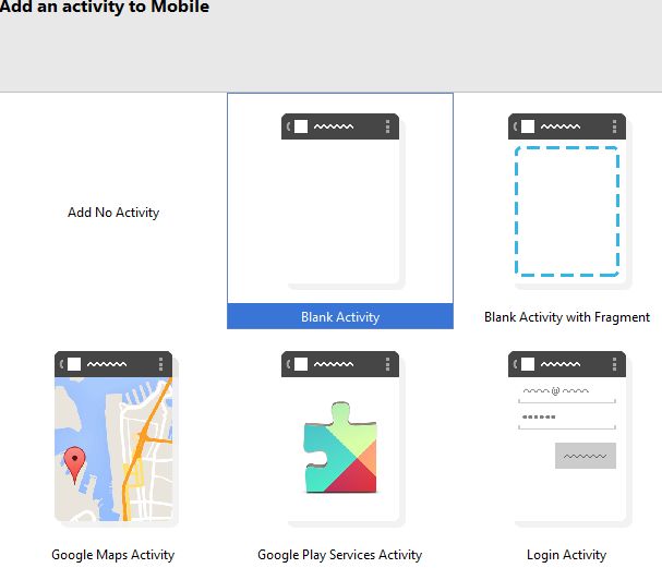 choosing blank activity